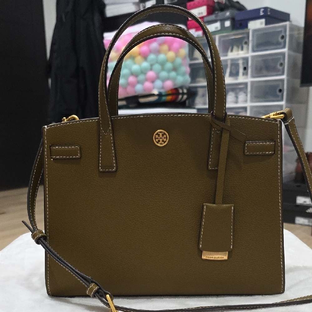 *SALE* Tory Burch Olive Green Leather Tote Bag